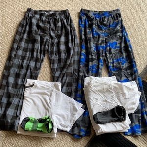 2 boys sleeping pants. 4 white tshirts & 2 socks